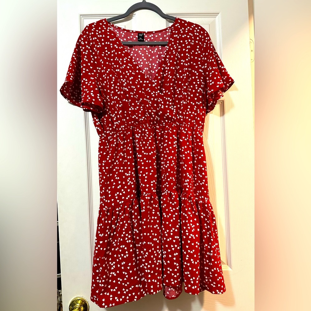 Red dress with white hearts